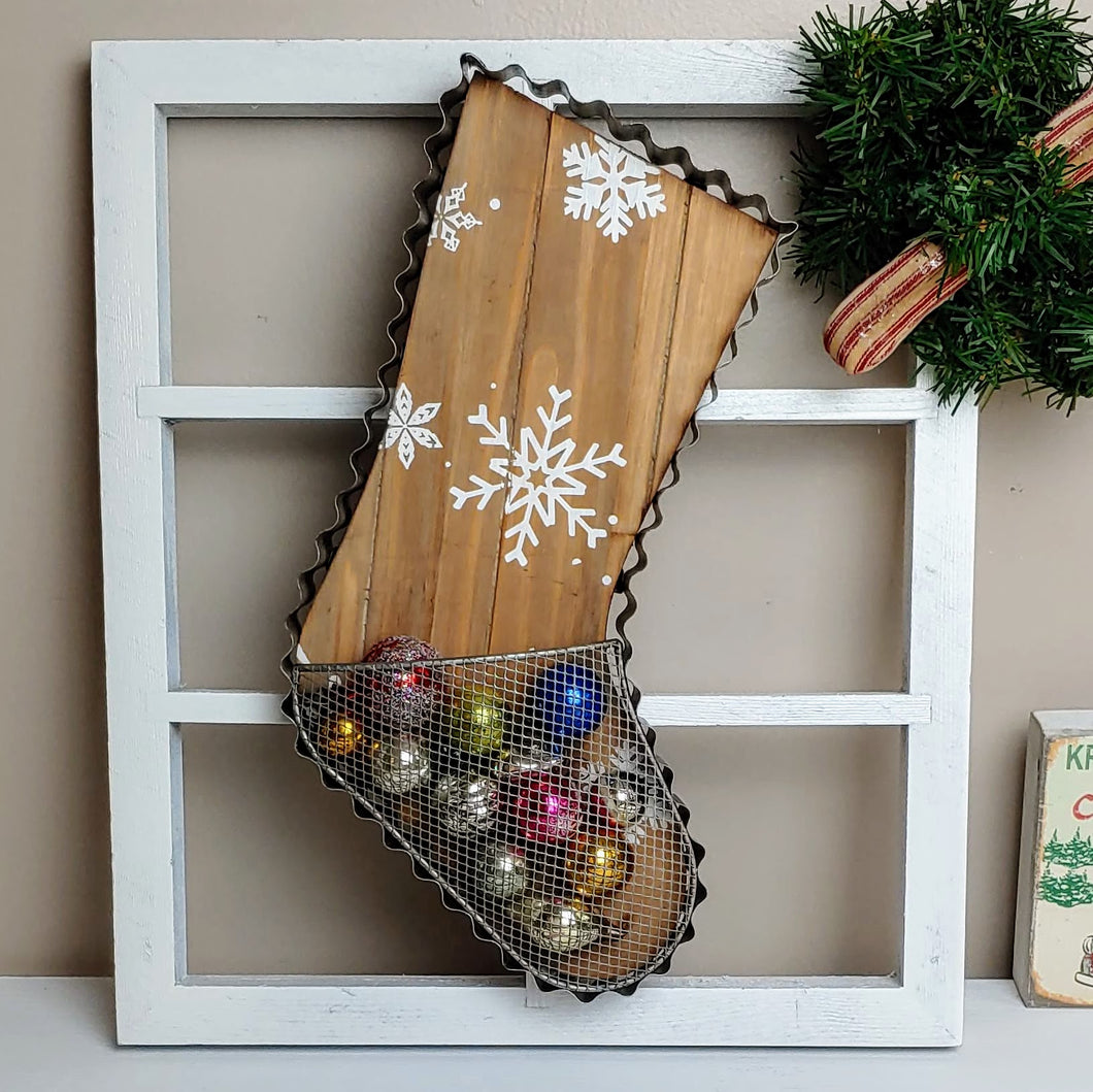 Cookie Cutter Inspired Vintage Christmas Stocking Basket - Cottage and Thistle
