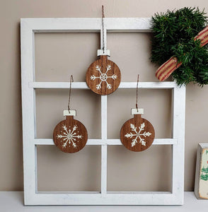 Farmhouse Snowflake Bulb Ornaments - Cottage and Thistle