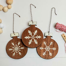 Load image into Gallery viewer, Farmhouse Snowflake Bulb Ornaments - Cottage and Thistle