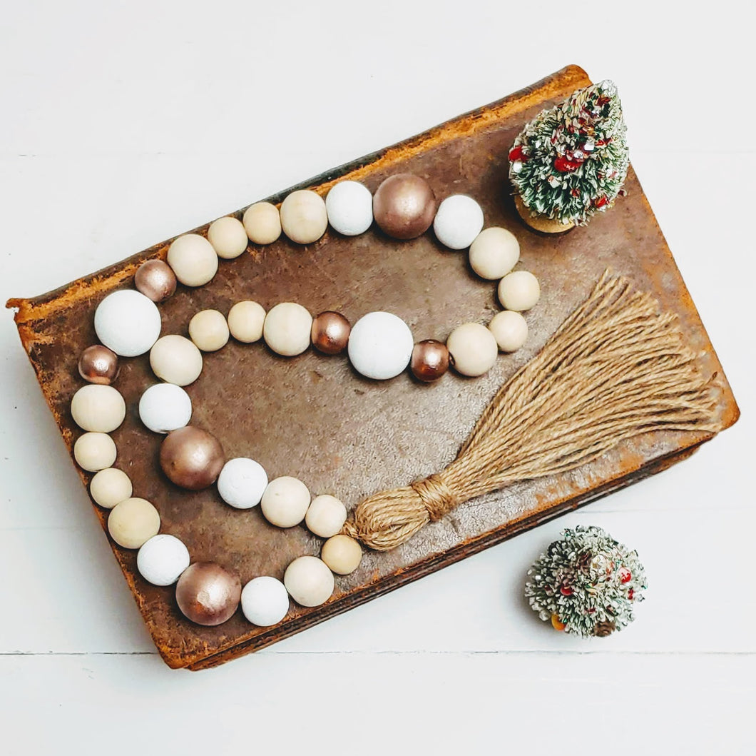 Rose Gold Holiday Bead Garland - Cottage and Thistle