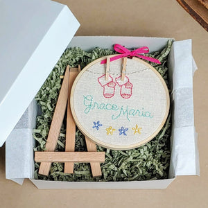 Baby Socks on the Line - Personalized Embroidery - Cottage and Thistle