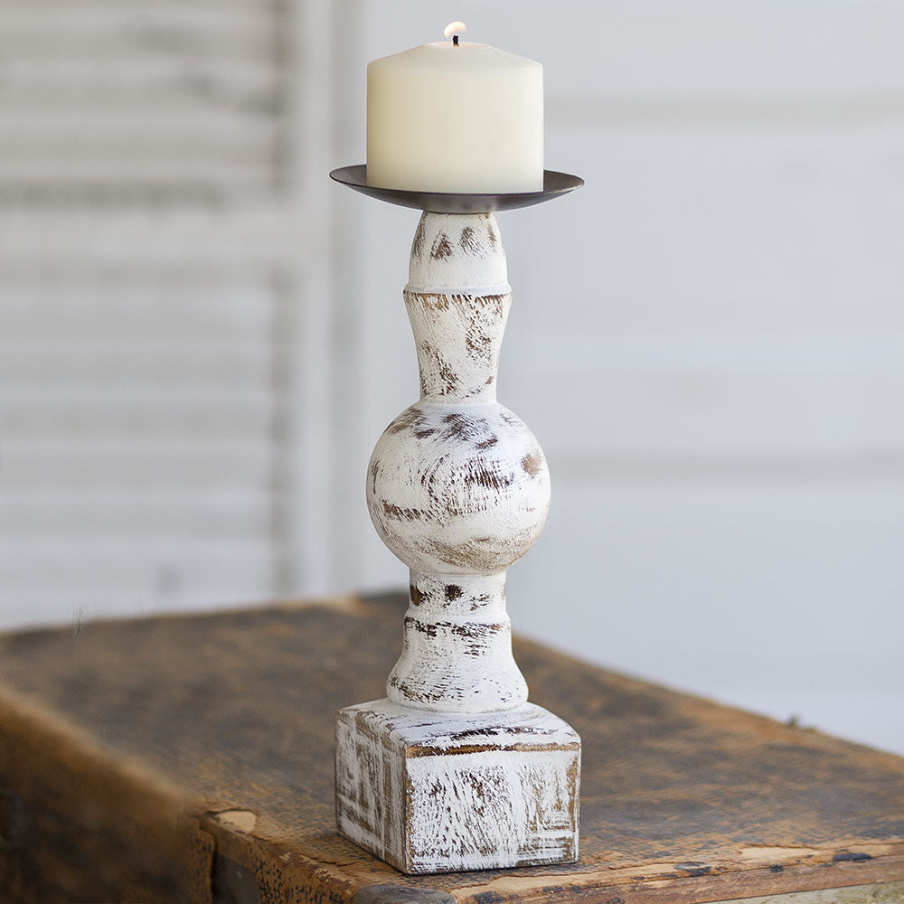 Distressed Block Pillar Candle Holder - Cottage and Thistle