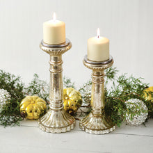 Load image into Gallery viewer, Mercury Glass Pillar Candle Holders (Set of 2) - Cottage and Thistle
